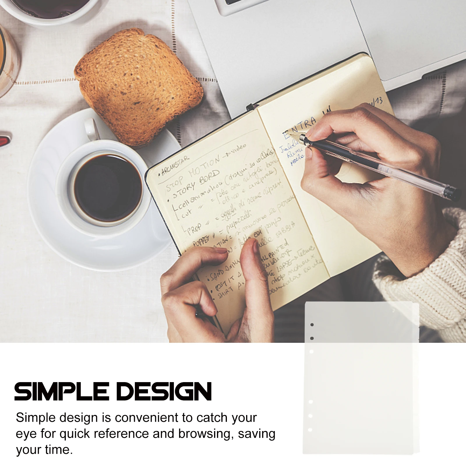 12 Pcs Planner Dividers Notebook Binder Separator Pages Tab Line Index Labels Six Holes PP Plastic Translucent Sorter Notebooks