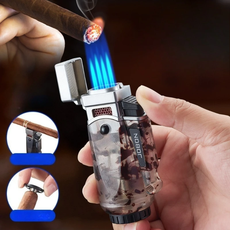 New Direct Spray Blue Flame Inflatable Spray Gun Cigar Lighter Outdoor Barbecue Igniter Magnetic Cigar Drill Bit