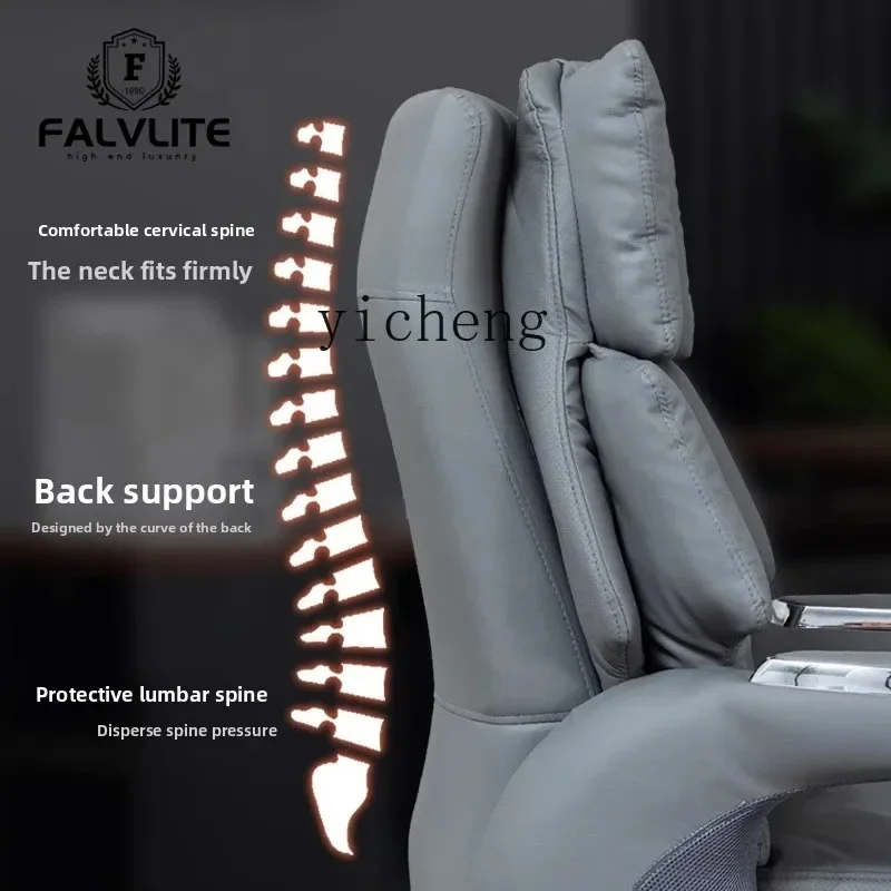 v9.3-Home Office Chair with Comfortable Backrest, Suitable for Long Sitting, Swivel Chair, Genuine Leather Executive Chair