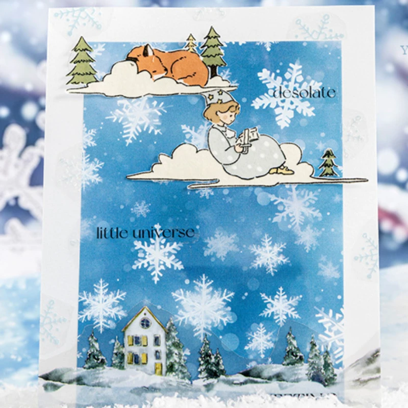 Mr. Paper, Winter Snow Theme Landscape Decoration Material Stickers DIY Scrapbook Diary Notebook Phone Case Handmade Material