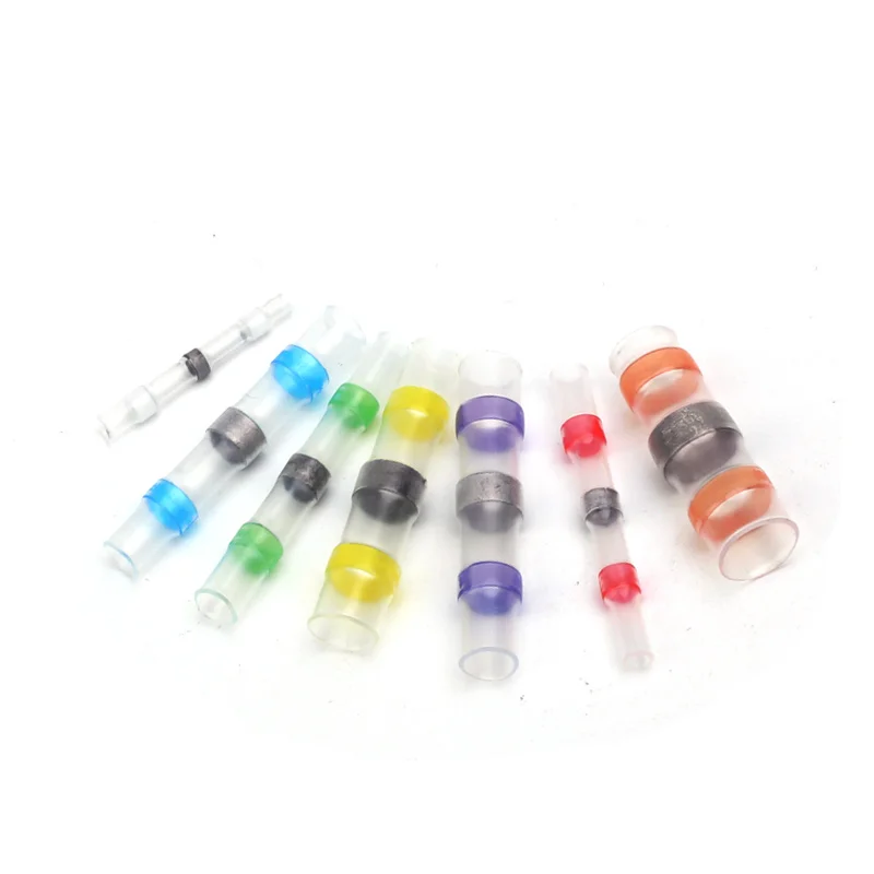 50PCS Heat Shrinkable Wire Connectors SST21 Waterproof Sleeve AWG22-18 Butt Electrical Splice Tinned Solder Seal Terminal