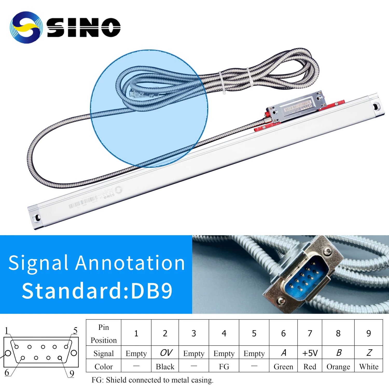 【1U】SINO KA300 Высокоточные линейные весы 1 мкм 5 В TTL Оптическая линейка Длина хода 70 120 170 220 270 320 370 420 мм Весы токарного станка