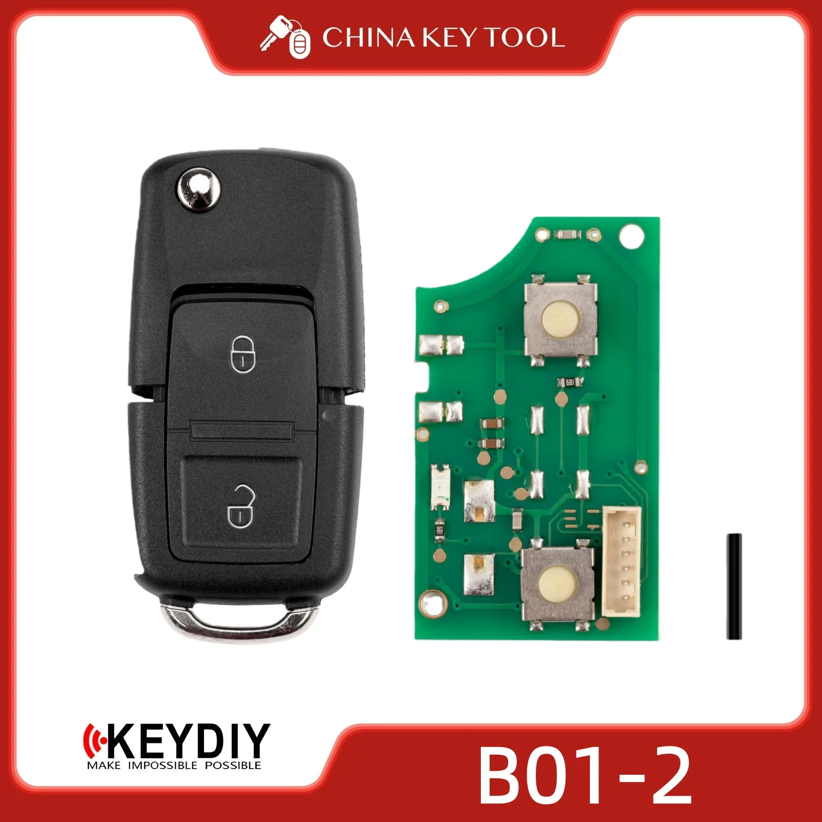 

KEYDIY KD B01-2 Универсальный откидной дистанционный ключ с 2 кнопками, совместимый с типом Volkswagen