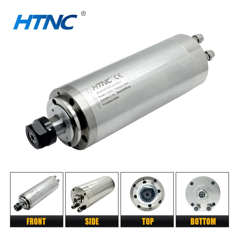 Water Cooling 2.2KW 1.5kw 0.8kw CNC Spindle Motor 110v / 220v  2200W 1500w 800w 400hz Round Spindle 24000RPM For CNC