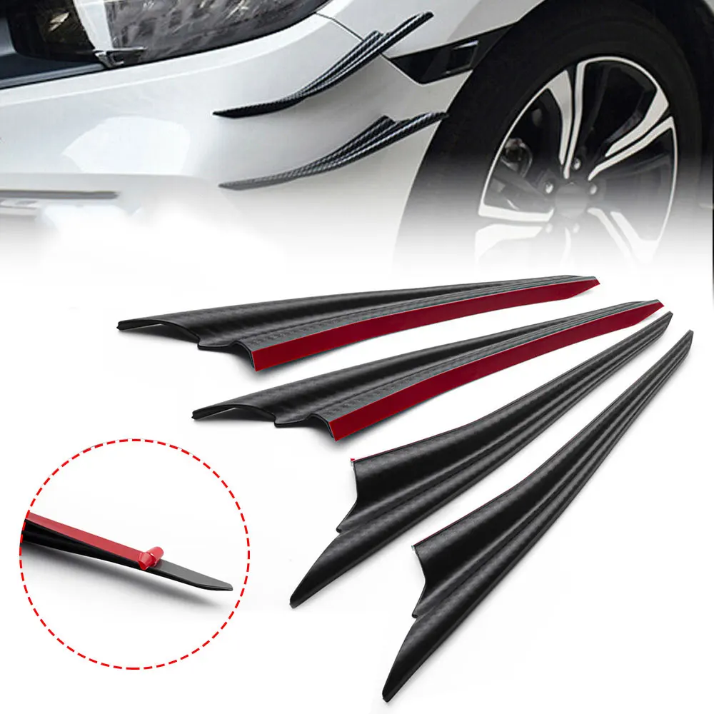 

4PCS Carbon Fiber Front Bumper Lip Canards - Splitter Kit for Aerodynamic Tuning (Universal Fit)