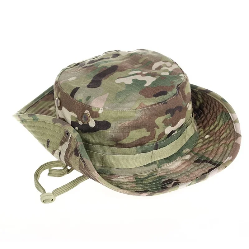 Camouflage Hat Tactical US Bucket Hats Panama Summer camping Cap Fishing Hunting Hiking Outdoor Camo Sun Caps Men