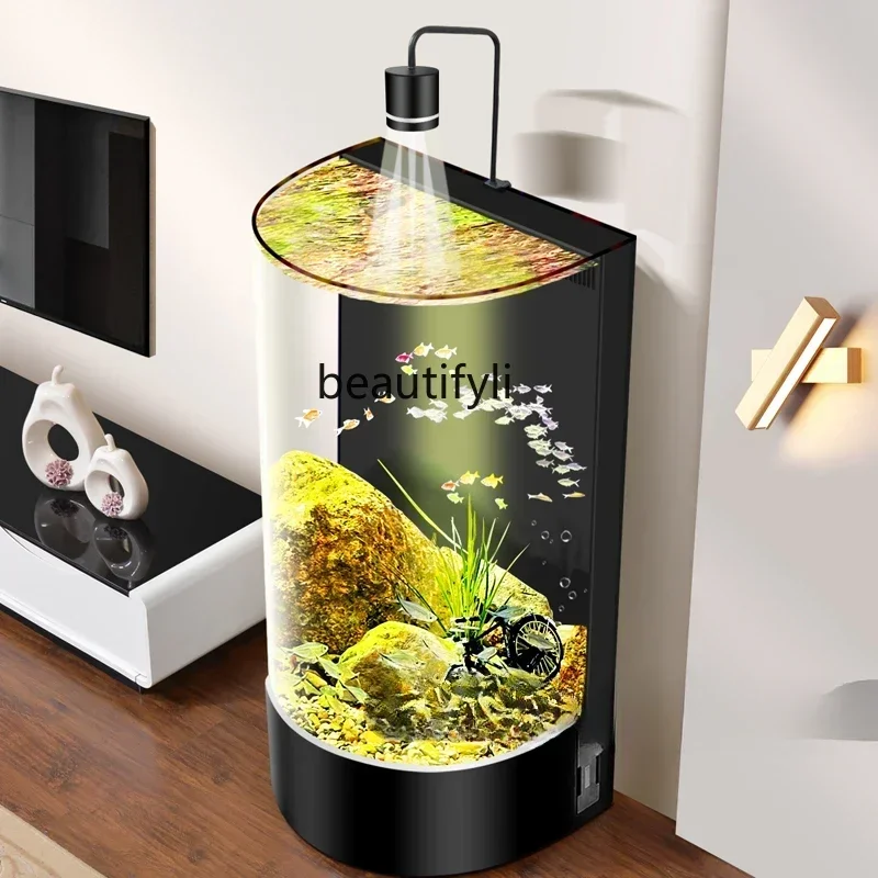 

Fish Tank New Floor Semicircle Ecological Self-Circulation Change Water Living Room Small and Medium Size Aquarium