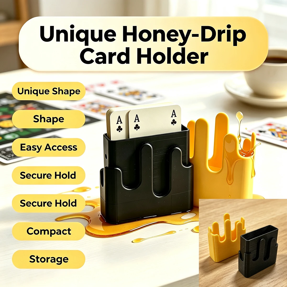 Creative Honey-Drip Design Playing Card Holder Desktop Card Storage Stand Leisure Board Game Card Placement Base Card Holder