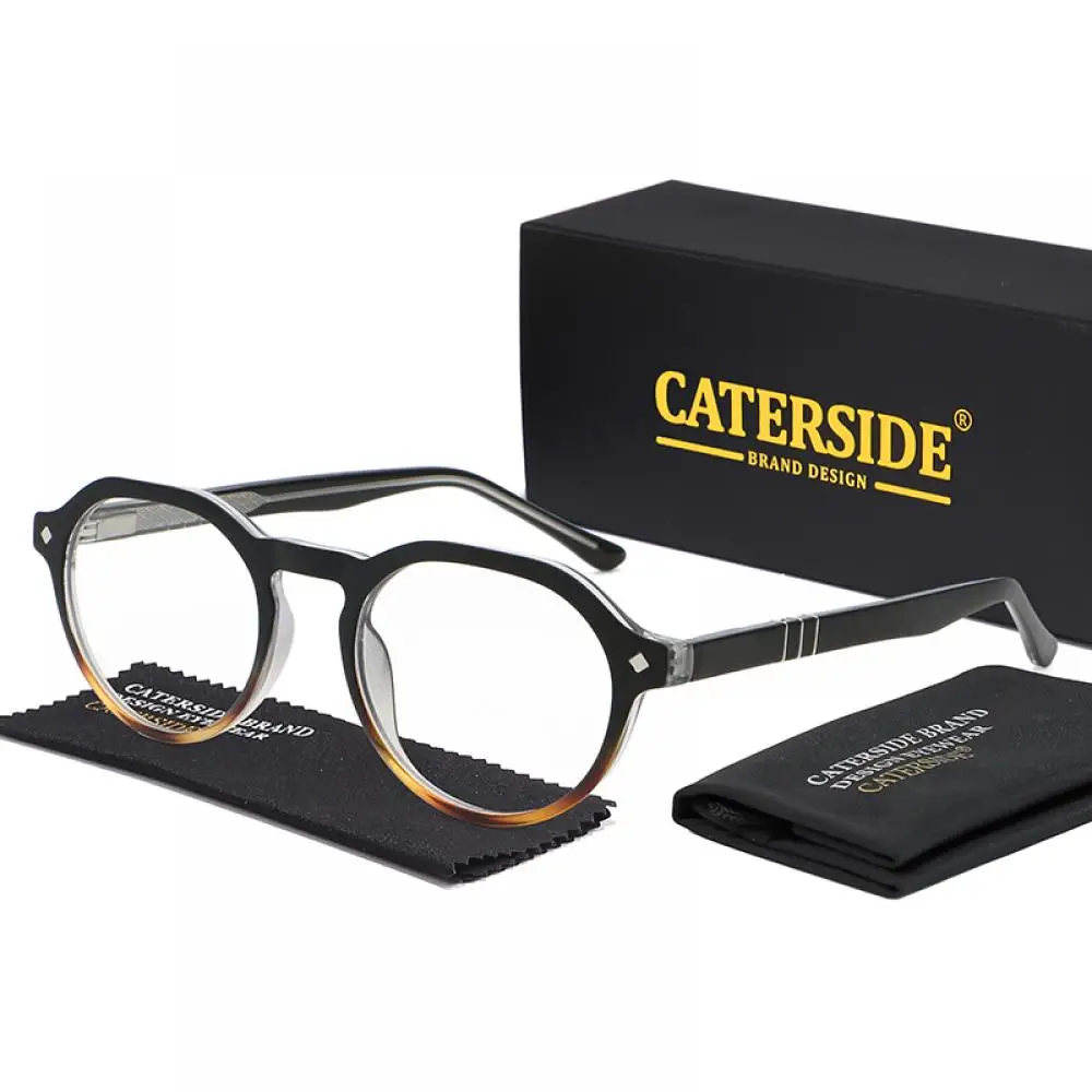 CATERSIDE Retro Herren Flache Leichte Brille Hochwertige PC Runde Anti-Blaulicht-Brille Damen Computer-Lese-Schutzbrille – Detail 8