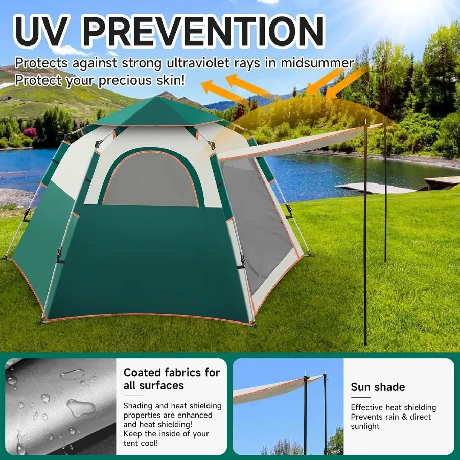 Barraca de acampamento 2 3 4 pessoas instantâneas fácil pop up tendas para acampamento leve mochila tenda automática família fácil configuração tenda p