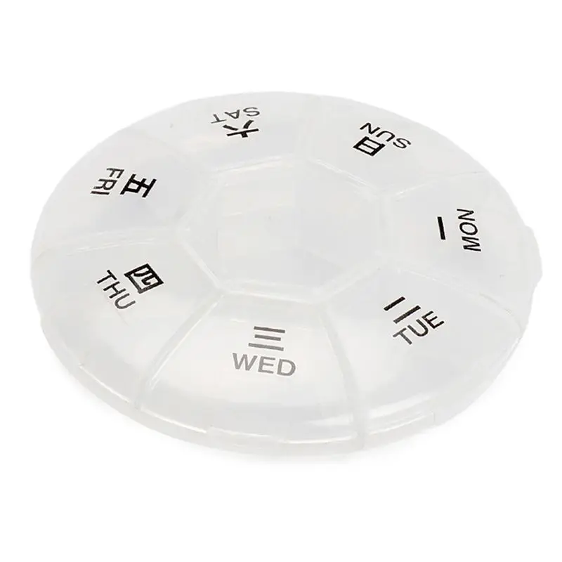 ABIT 1 PCS Medicine Planner Small Case  7-Sided Pill Reminder Round Shaped Weekly Pill Organizer