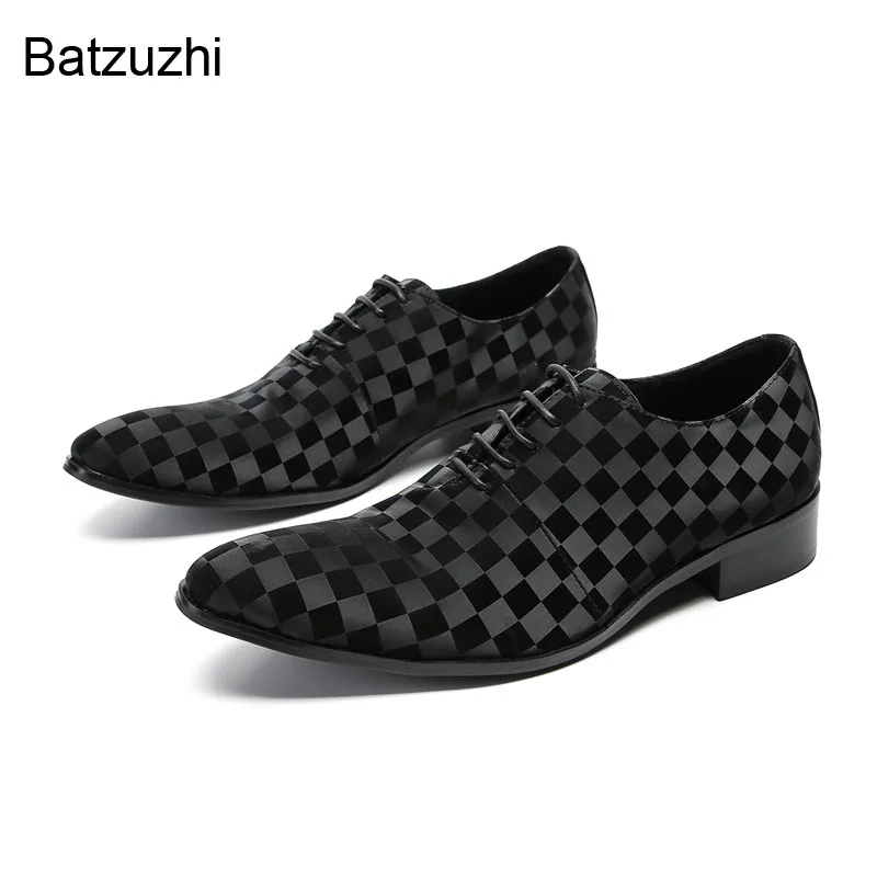 

Batzuzhi Black Lace-up Men's Leather Shoes Men Luxury Handmade Men's Shoes Fashion Party and Wedding Shoes Male, Big SizeS US12!