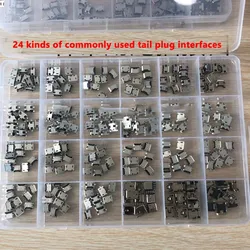 240pcs  Micro 24 types each SMD USB Connector Female Port Jack Tail Sockect Plug For V8 charging port tail plug  connector