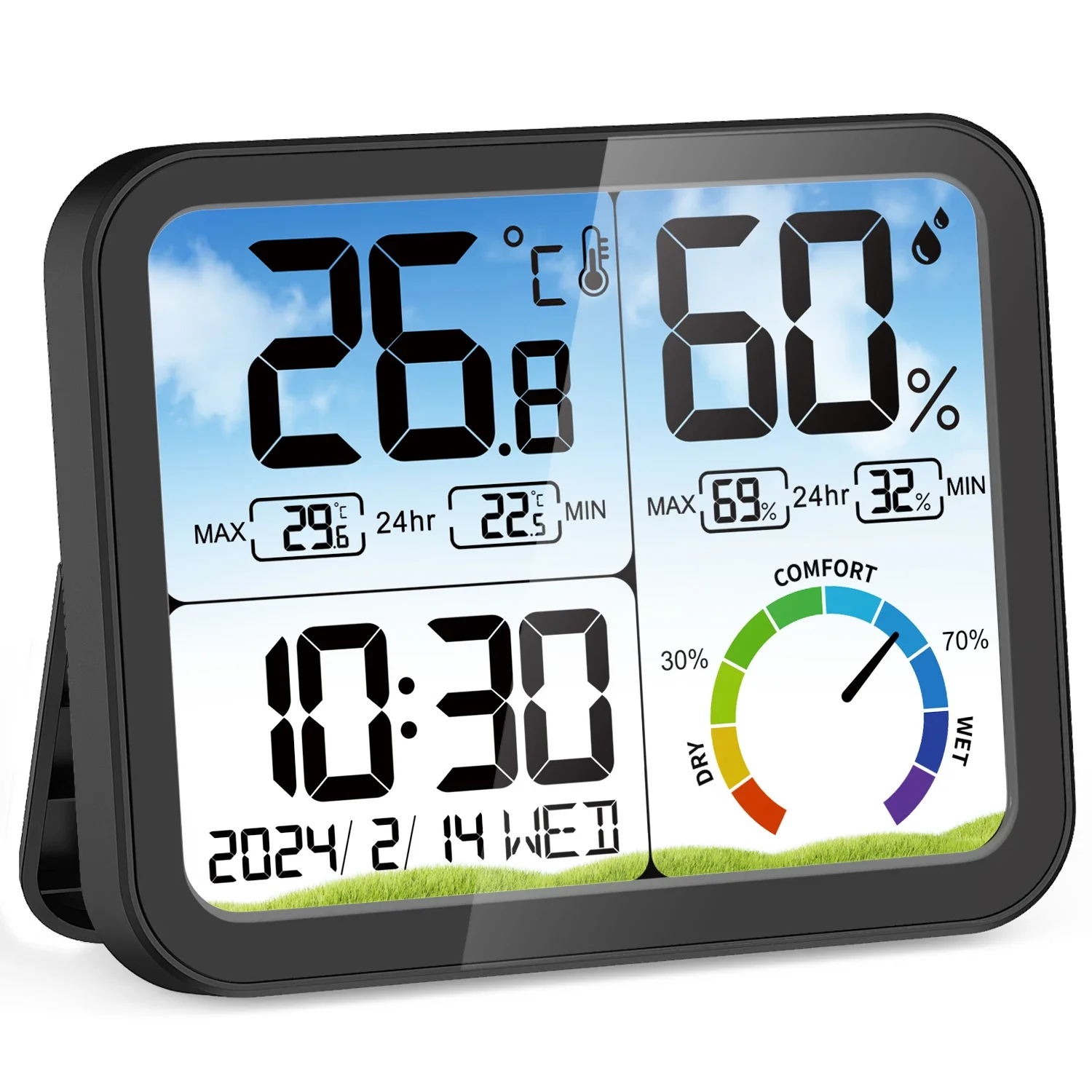 Weather Station Colorful Large Temperature Humidity Meter Home Thermometer Hygrometer Indoor Temperature And Humidity Metor