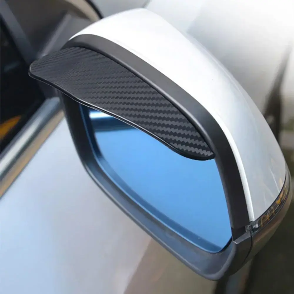 Carbon Fiber Blind Spot Mirror 360 Degrees Small Round Mirror Rain Eyebrow Extended Field of View Multi-Function Rearview Mirror