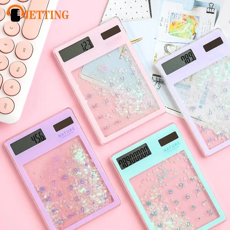 Creative Quicksand Cute Calculator Transparent Calculator Solar Energy Calculator Student Portable Touch Mini Solar Calculator