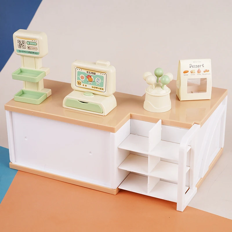 Casa de muñecas en miniatura para niños, caja registradora de supermercado, modelo de juguete, juguetes de juego de simulación, accesorios de muebles de casa de muñecas, 1:12