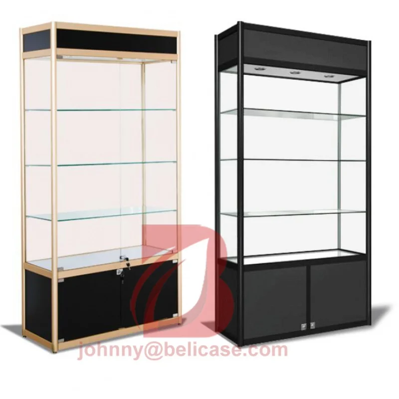 (Customized) Cheap aluminum glass display showcase Cabinet design