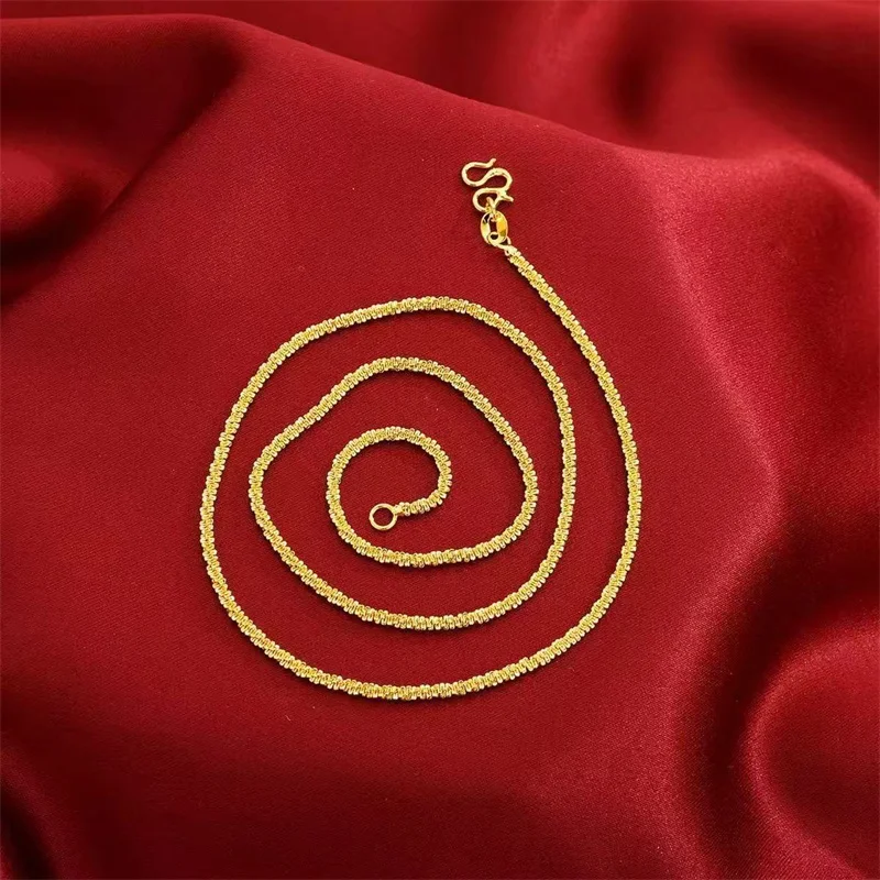 

Premium AU999 Pure Gold Necklace, Women's 18K Gold Minimalist Clavicle Chain, Luxury Engagement Party Gift Jewelry