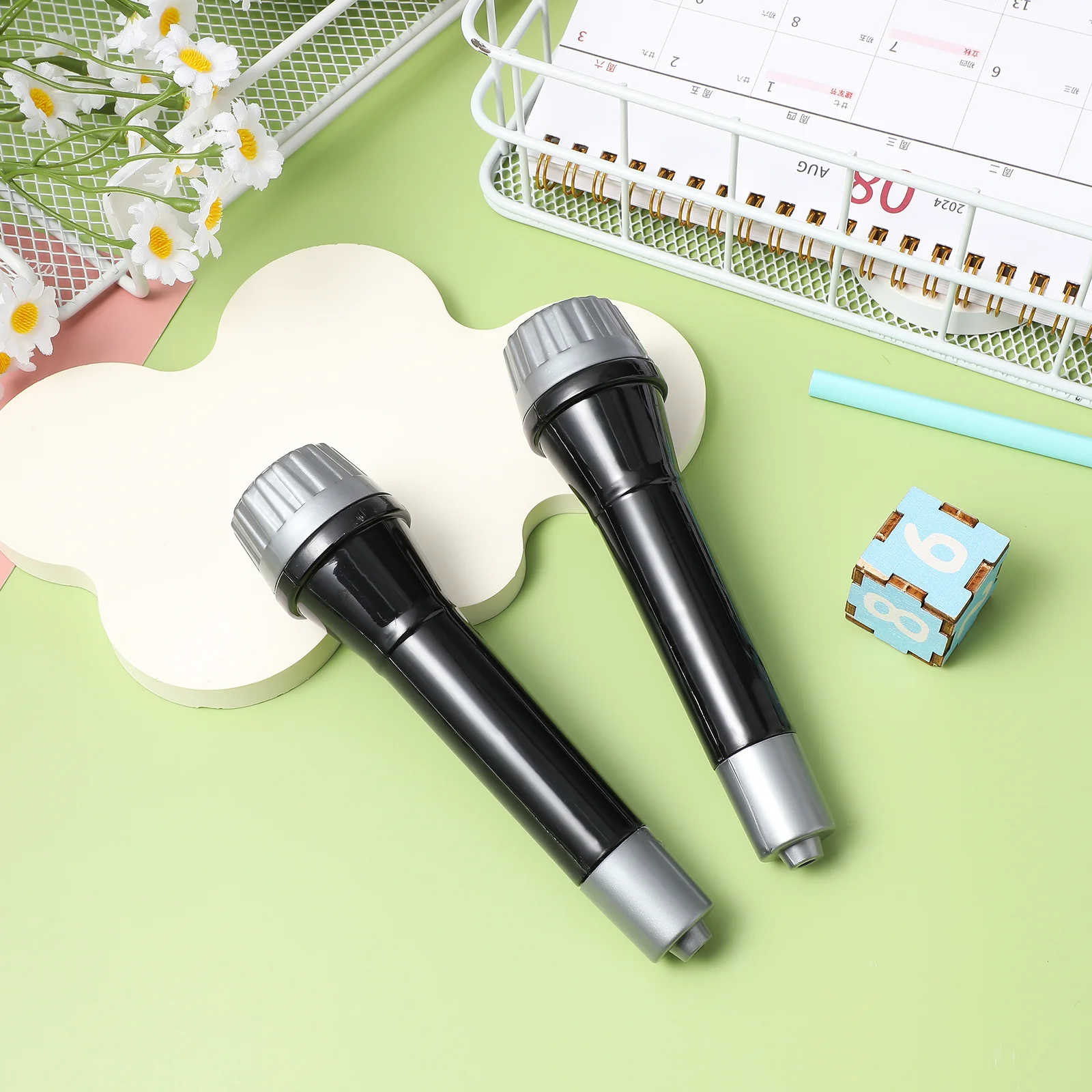 12 pcs Black Plastic Microphone Props For Kids Party Stage Performance Pretend Play Simulation Costume Microphone Set