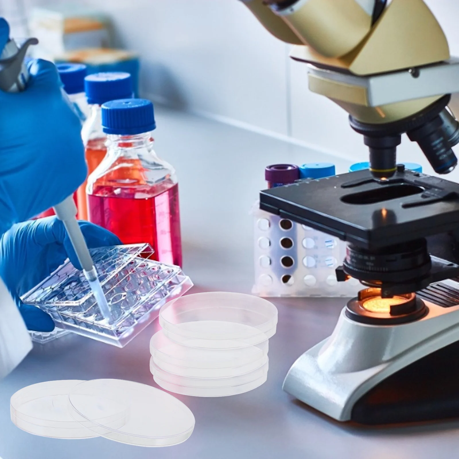 

20Pcs Plastic Petri Dish 90Mm Transparent with Lid for Culturing Yeast Bacteria Scientific Experiment Lab Research Use