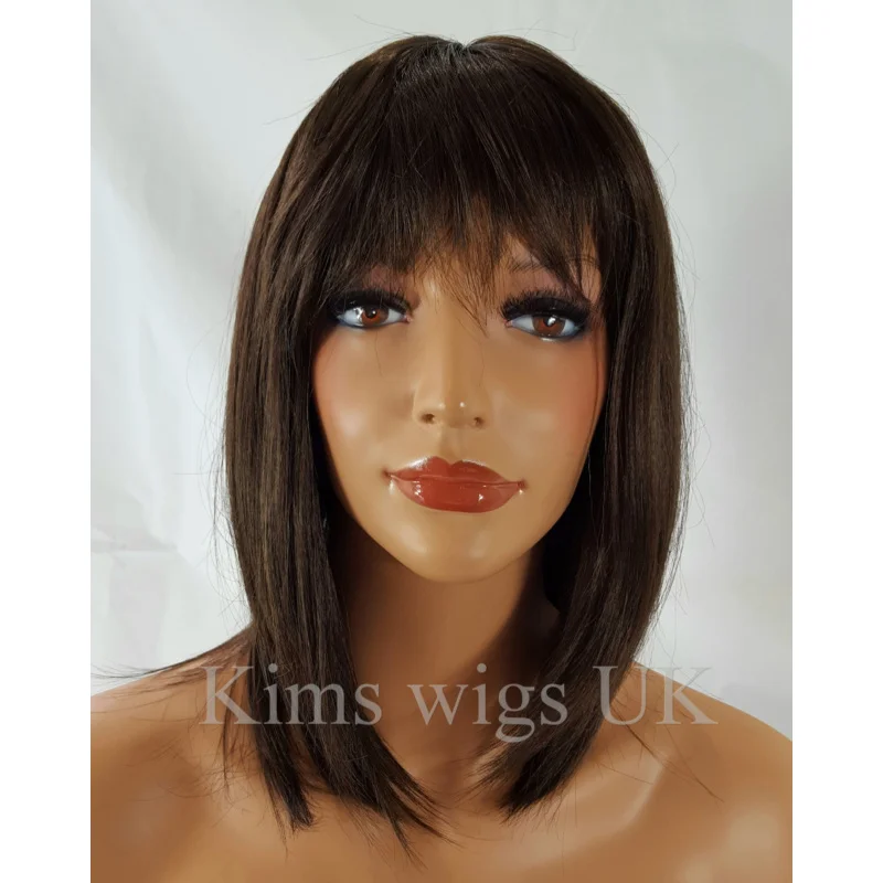 ダークブラウンウィッグ レディース レディース レイザーカット ショルダーレングス ファッション ヘア 英国販売者