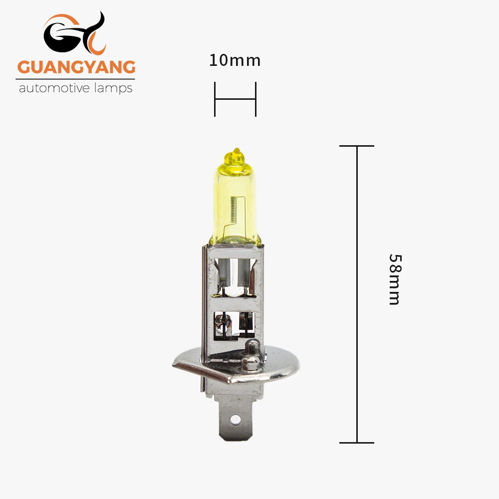 2 Pcs H1 12V 55W Yellow Light Car Headlight 2800K Auto Halogen Bulbs Fog Lamps High Beam Halogen Lamps