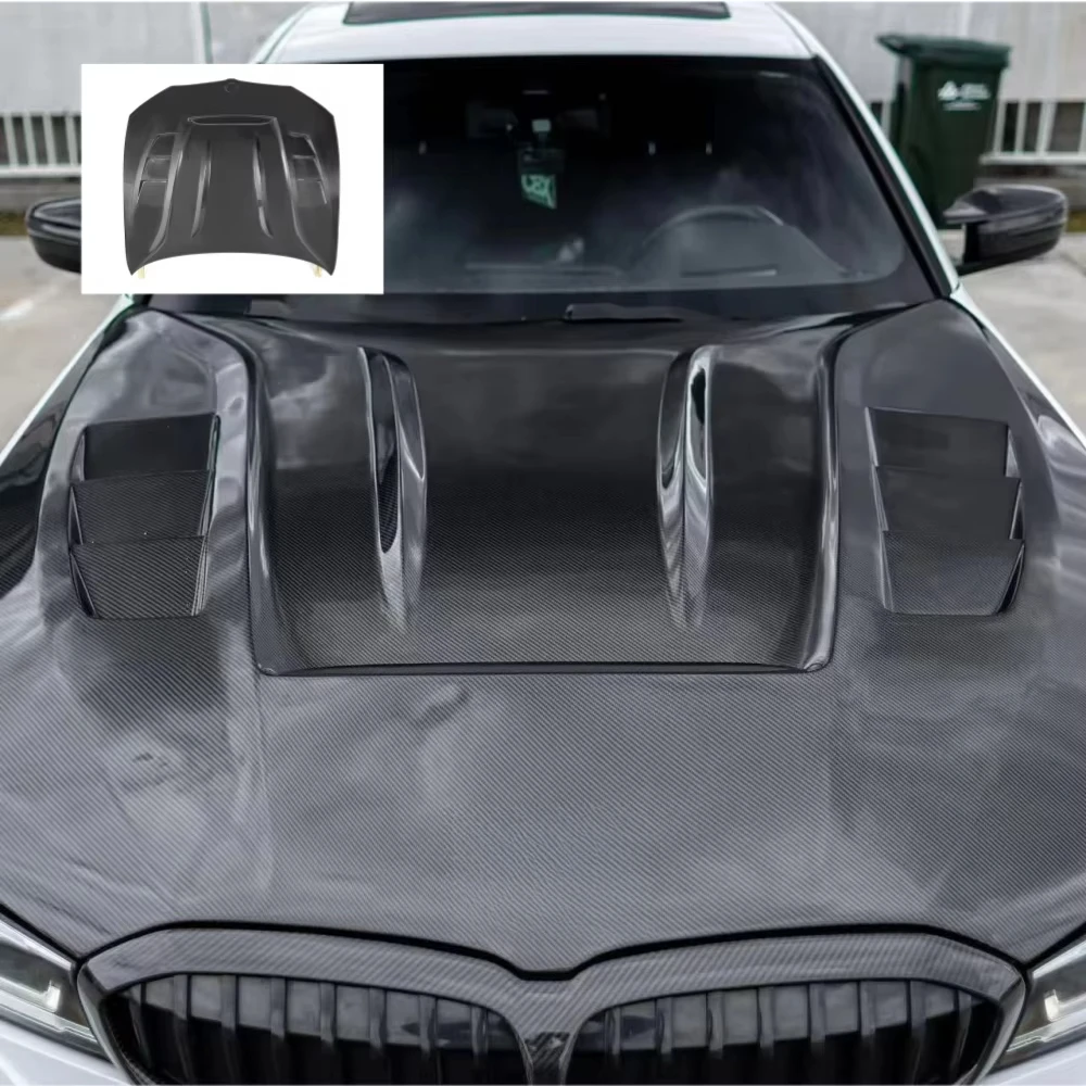 

Wet Carbon Fiber Car Parts D Style Glossy Black Front Hood for 3 Series G20 G28 2020+ Front Bonnet Hood