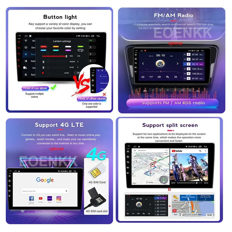 Android 13 Car Multimedia Head Unit, Carplay, DVD, Rádio, Navegação de vídeo, Tela QLED, Estéreo, DSP para Honda Civic 10th, 2016-2021