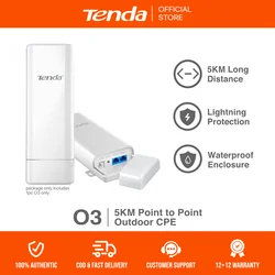 Tenda O3 v2 5KM Long Distance P2P Outdoor CPE | IP64 Waterproof | 12dBi Antenna | 6KVA Lightning Protection | WISP | AP