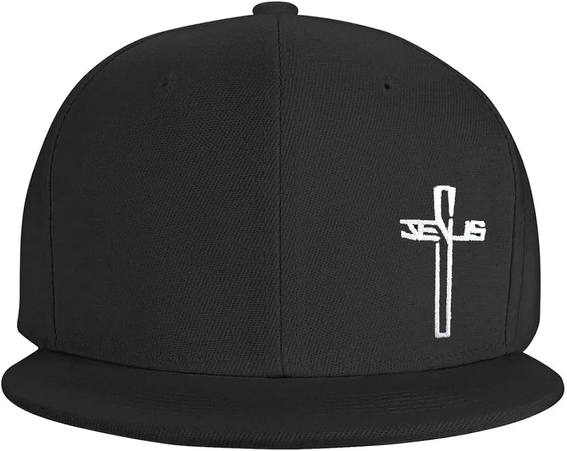 Snapback Hats for Men,Jesus Christian Cross Flat Brim Bill, Embroidery Adjustable Hip Hop Plain Baseball Cap