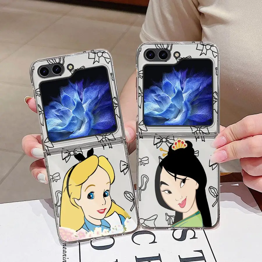 حافظة فنية لأميرات ديزني لهاتف سامسونج جالاكسي ZFlip6 ZFlip3 ZFlip7 Z Flip 7 6 5 4 3 ZFlip4 ZFlip5 غطاء هاتف ناعم شفاف #1