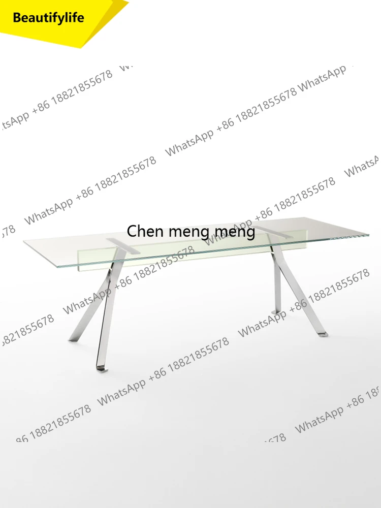 

A13 Минималистичный стеклянный обеденный стол, длинный стол для гостиной, премиум-класса, дизайнерский конференц-стол