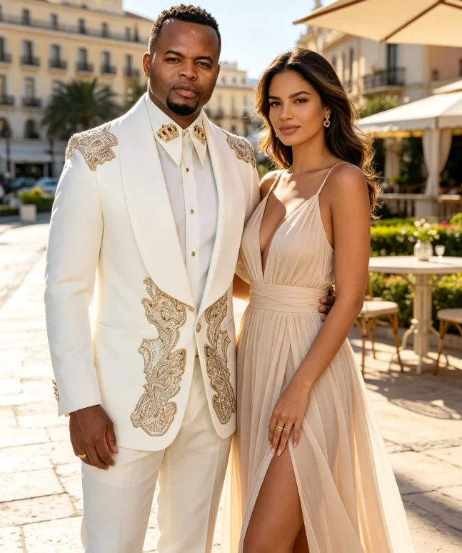 Elegant Shiny Beading Male Prom Blazers Formal Luxuly Men Suits Customized Slim Fit Shawl Lapel Groom Wedding Tuxedos 2 Pcs Sets