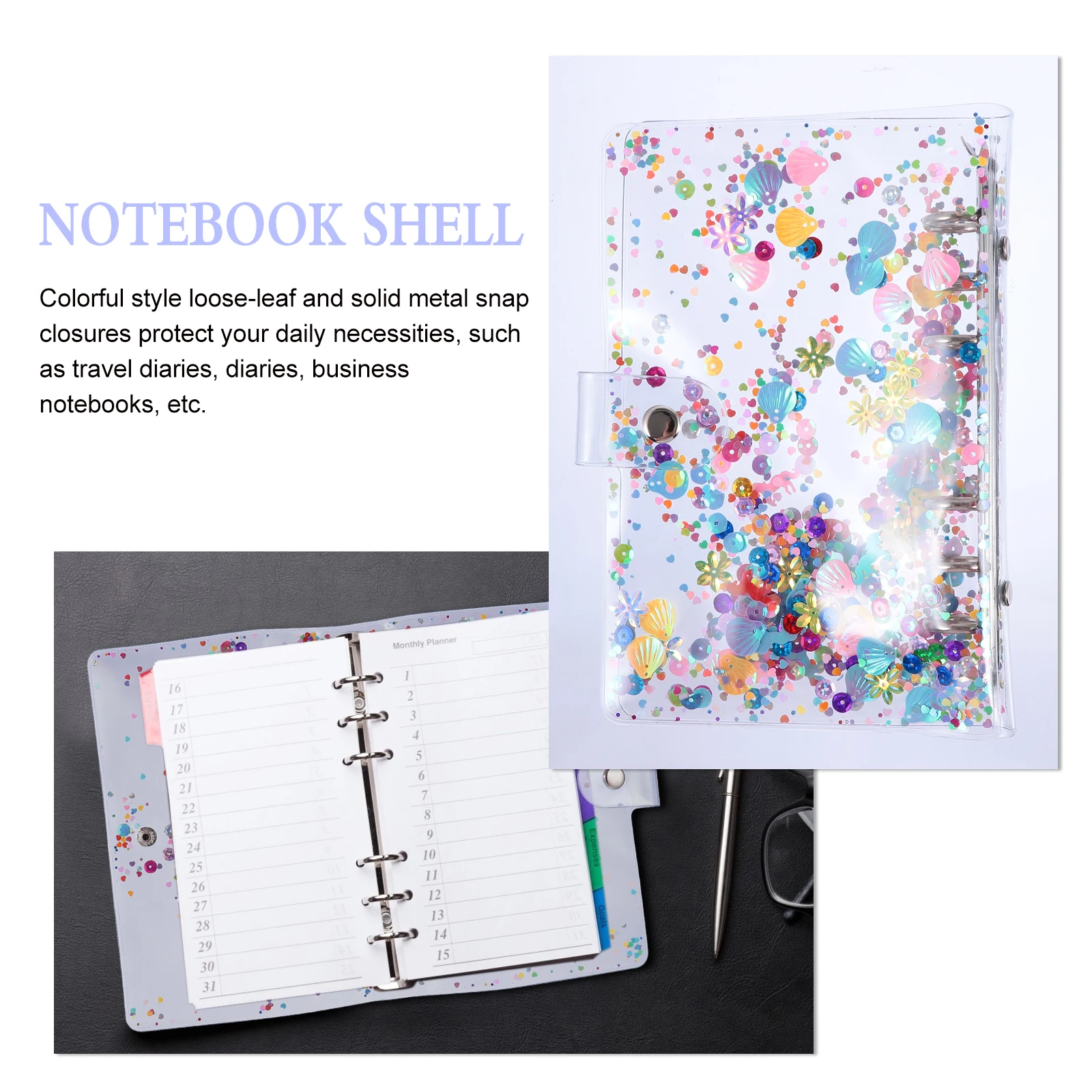 

Binder Case Notebooks Diary Cover Protector Handbook Business Pvc School Supply Transparent Office Colorful Folder