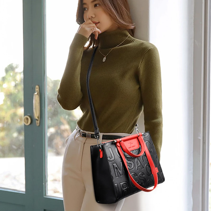 Luxury Brand Women Leather Handbags Shoulder Bags for Women 2024 New Luxury Designer Handbags Letter Lady Hand Bags Tote Bag Sac