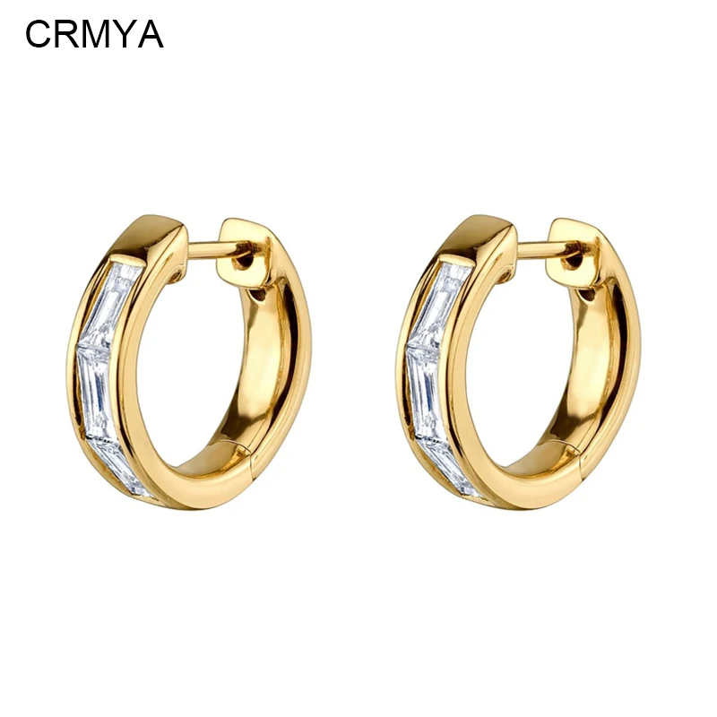 CRMYA Copper Gold color Hoop Earrings for Women Classic CZ Zircon Piercing Circle Earrings 2022 Women Jewelry Wholesale