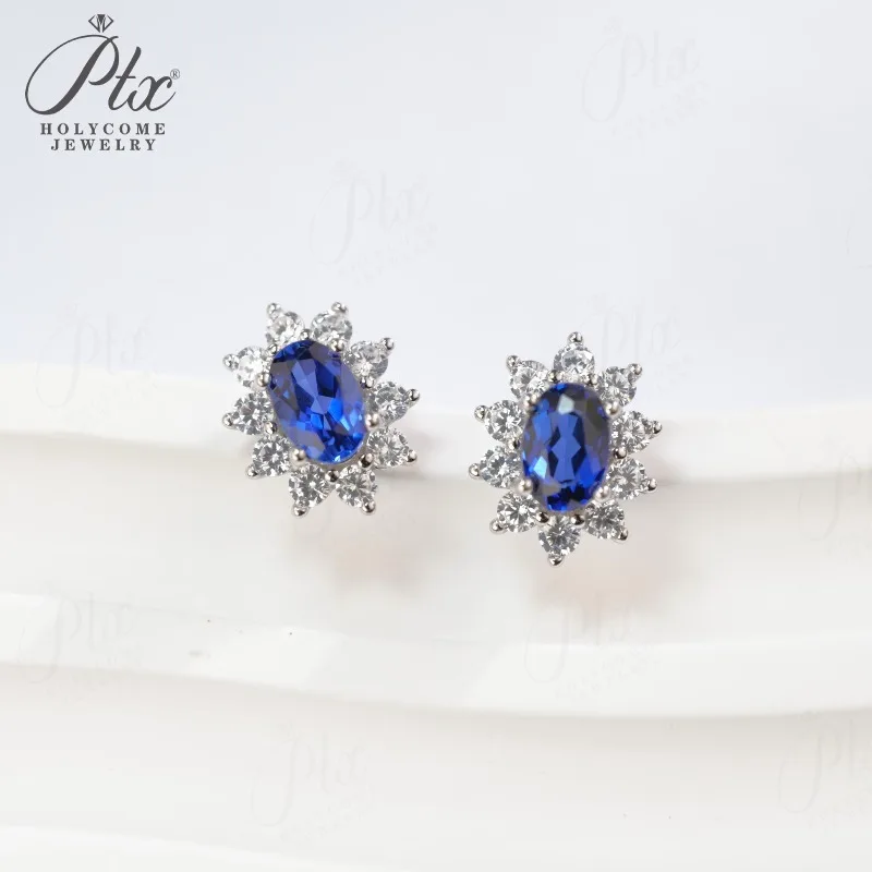 

Stud Earrings Lab Grown Ruby Sapphire Columbia Oval Shape 925 Silver Seven Styles Hypoallergenic Birthday Gift Never Fade Trendy