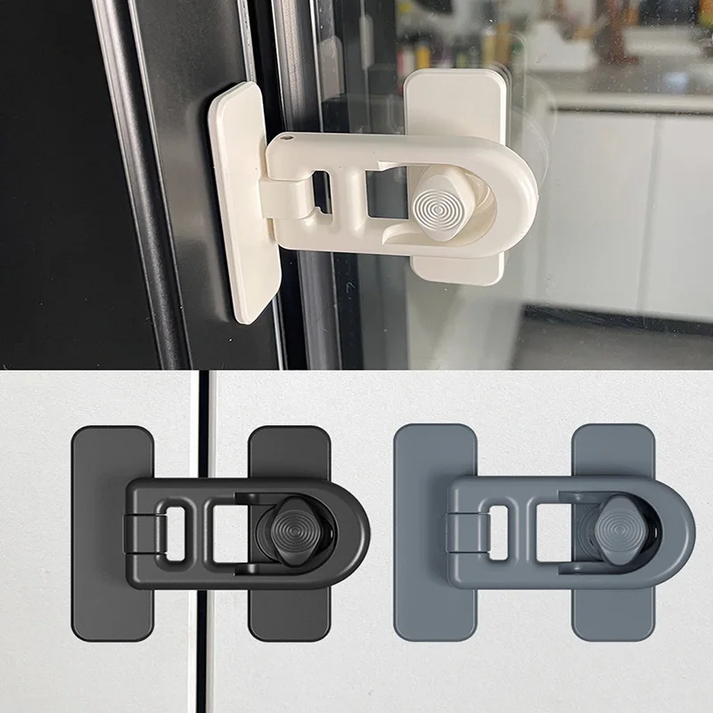 

2PCS Sliding Door Lock Child Safety Lock Sliding Door Anti Cat Door Opening Tool Drawer Fixing Buckle No Need To Drill Holes
