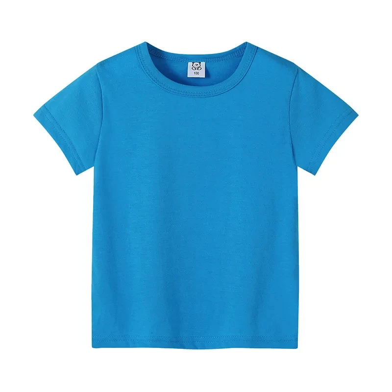 2023 Solid Kids T-shirts Wholesale 4-14 Years Children\'s Casual Tops Tee Classic Color Blank Shirts Wholesale