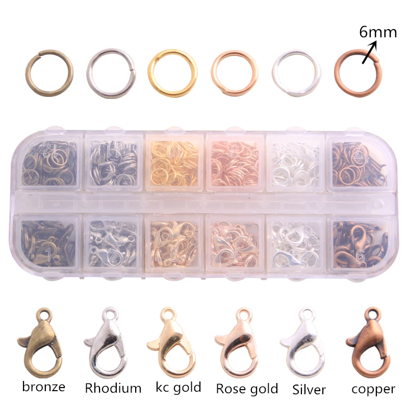 1 Box 4 Styles 7 Color Lobster Clasp Open Jump Rings Split Rings Link Loop For DIY Jewelry Kit Making Findings Connector