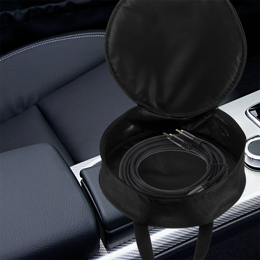 

Круглая сумка для хранения кабелей для автомобиля, сверхмощный портативный органайзер для инструментов с водонепроницаемым материалом большой емкости для шнура и небольшого размера