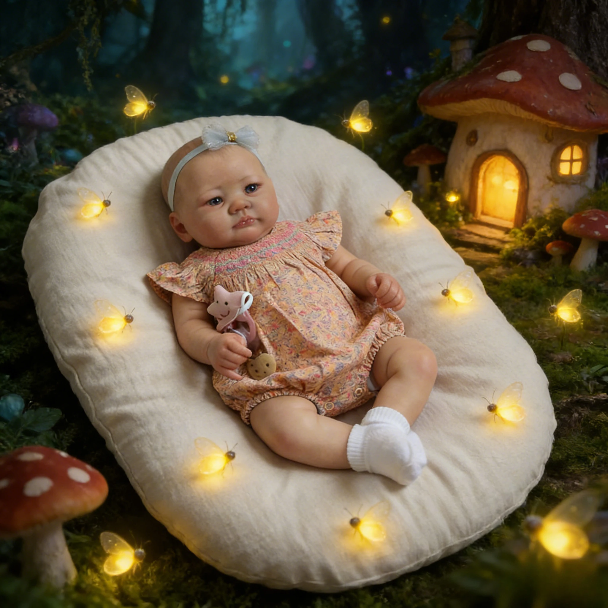 Muñeca Reborn de 48 cm, Cuerpo de Algodón Suave, Muñeca Lali - Linda Niña con Cabello Pintado, Muñeca Bebé para Niños