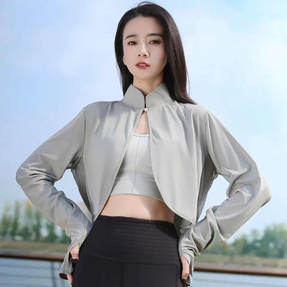 

New Solid Color Sunscreen Shawl Ice Silk Long Sleeve Thin Crop Top Breathable Sun Protection Sunshade Cloak Sun Protection