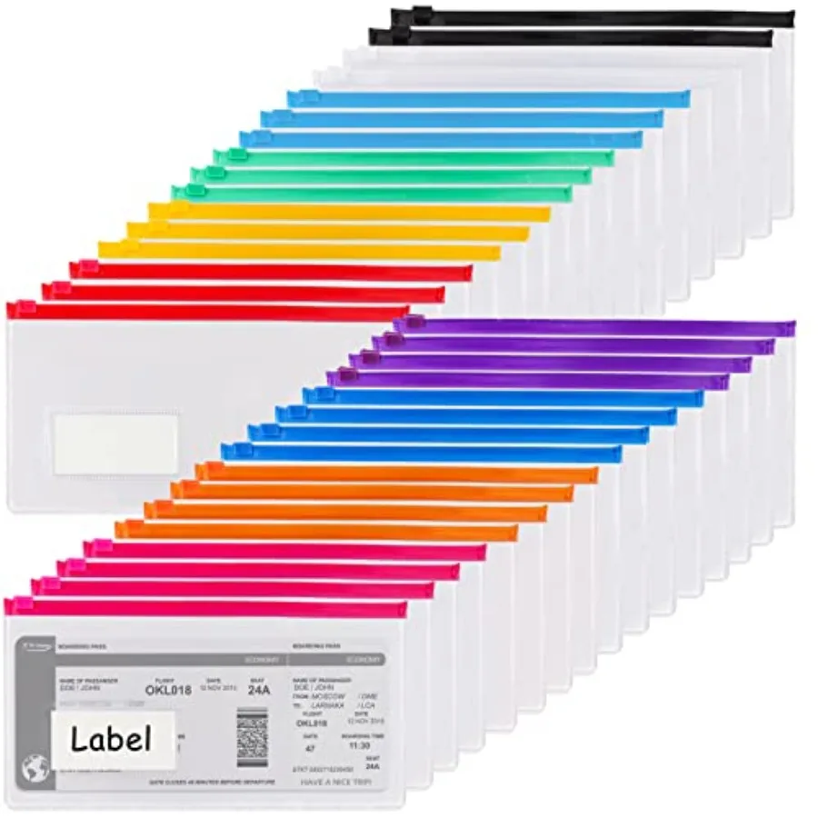 

pcs Poly Zip Envelope, Reusable Envelopes, Pencil Case Bulk, Bill Bag, 9'' x 4.7'', A6 Size, 10 Colors, for Cash School and Off
