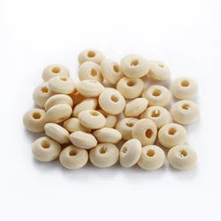 100/200Pcs/Lot Natural Wood Spacer Beads Flat Wooden Loose Bead Charm For DIY Jewelry Making Bracelet Pacifier Clips