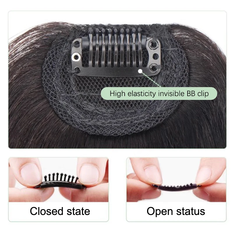 وصلة شعر صناعية غير مرئية على شكل غرة هوائية - قطعة شعر ذات أهداب أمامية باللون الأسود أو البني، إكسسوارات شعر أنيقة للنساء
