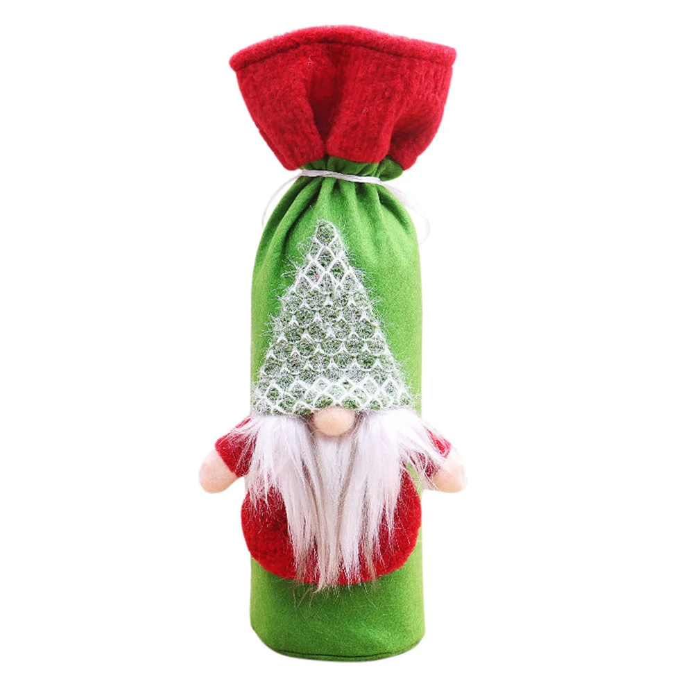 1 قطعة غطاء زجاجة نبيذ عيد الميلاد عطلة كم الزخرفية قابل للغسل حقيبة زجاجات زخرفة الحفلات مهرجان الديكور المطبخ بار #2