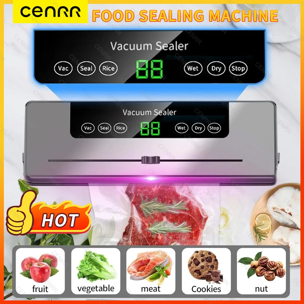 CENRR Vacuum Sealer Machine Wet Dry With UV Kitchen Storage Sealing Machine Built-in Cutter Food Vacuum Packaging Machine