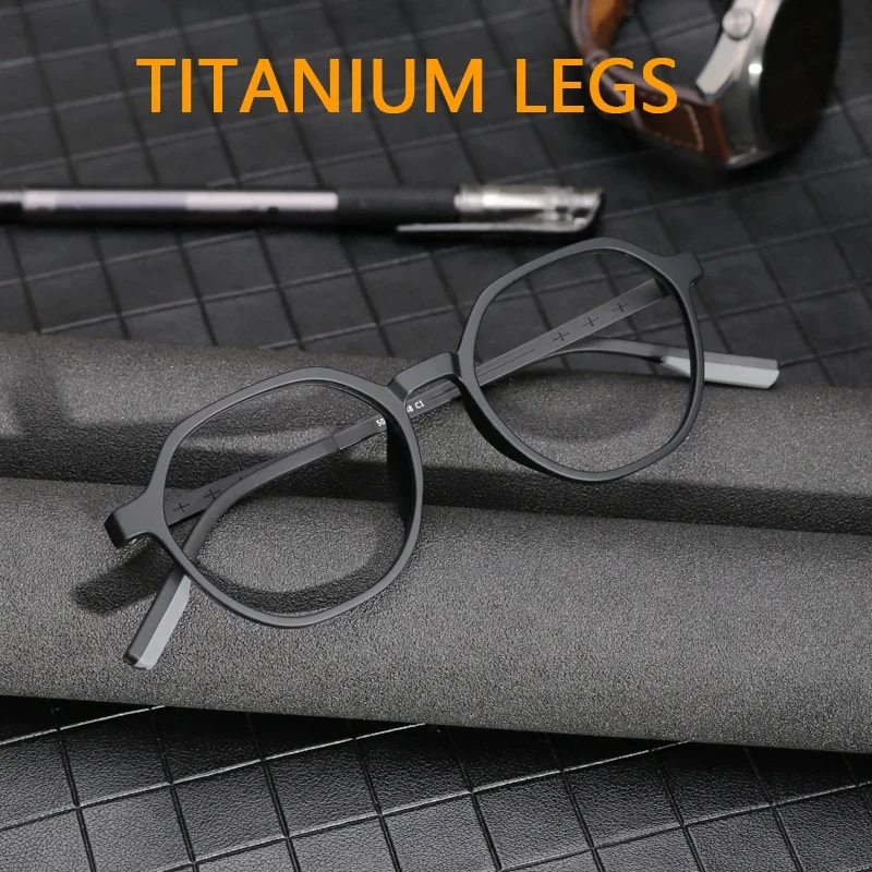 Ultra Light Square TR90 Round Large Eyeglasses Women Pure Titanium Fashion Optical Prescription Glasses Frame Men